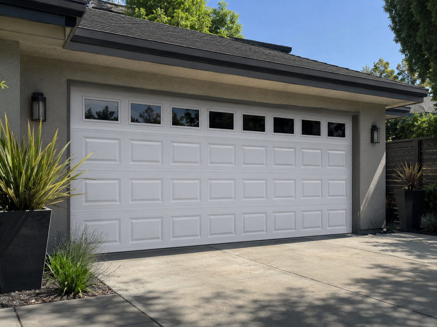 Custom carriage-house garage door on a luxury Blackhawk estate in Danville beneath Mount Diablo
